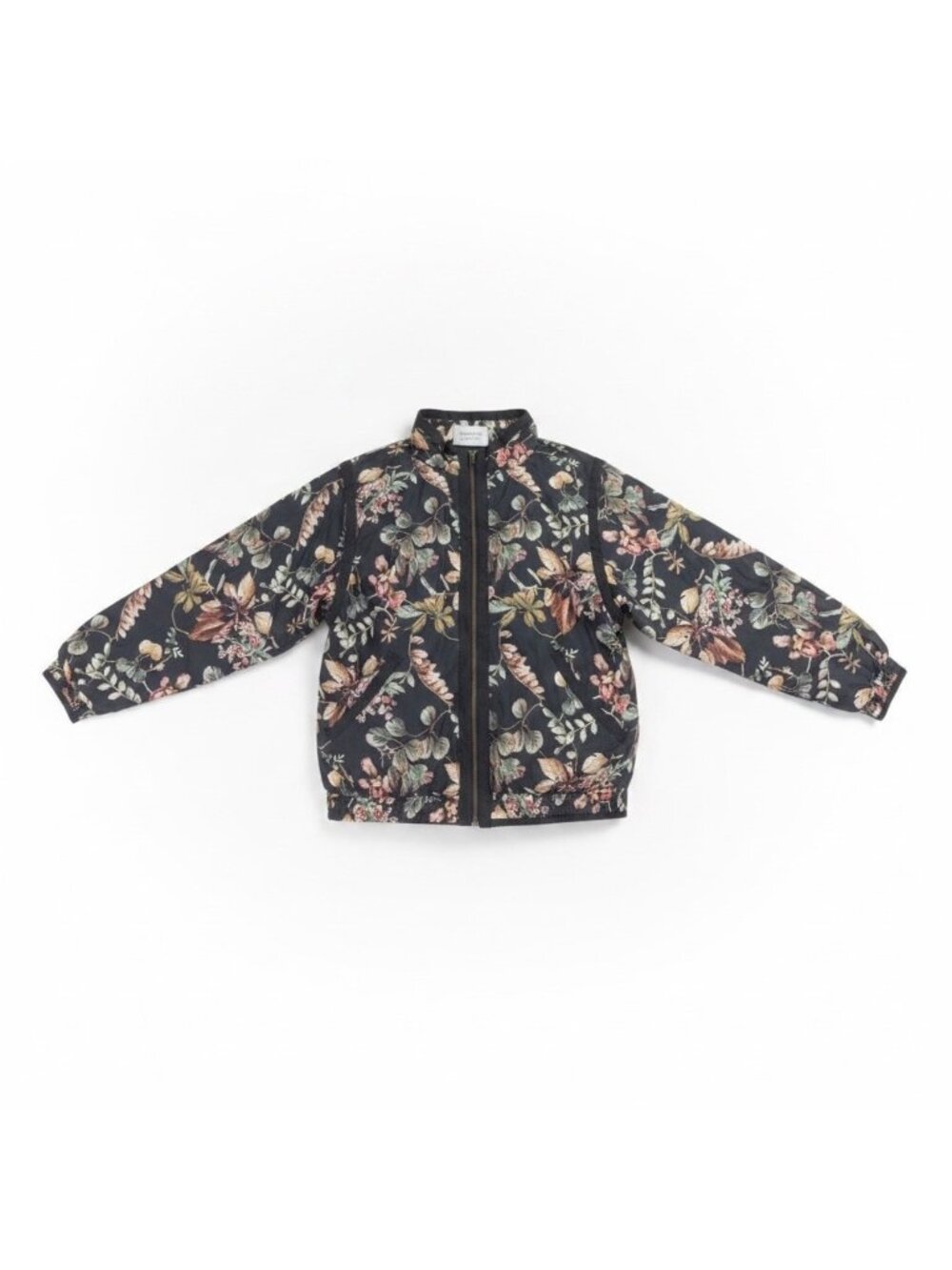 Lavon Womens Black Silk Floral Pattern Bomber Jacket Lightweight Lining Size L